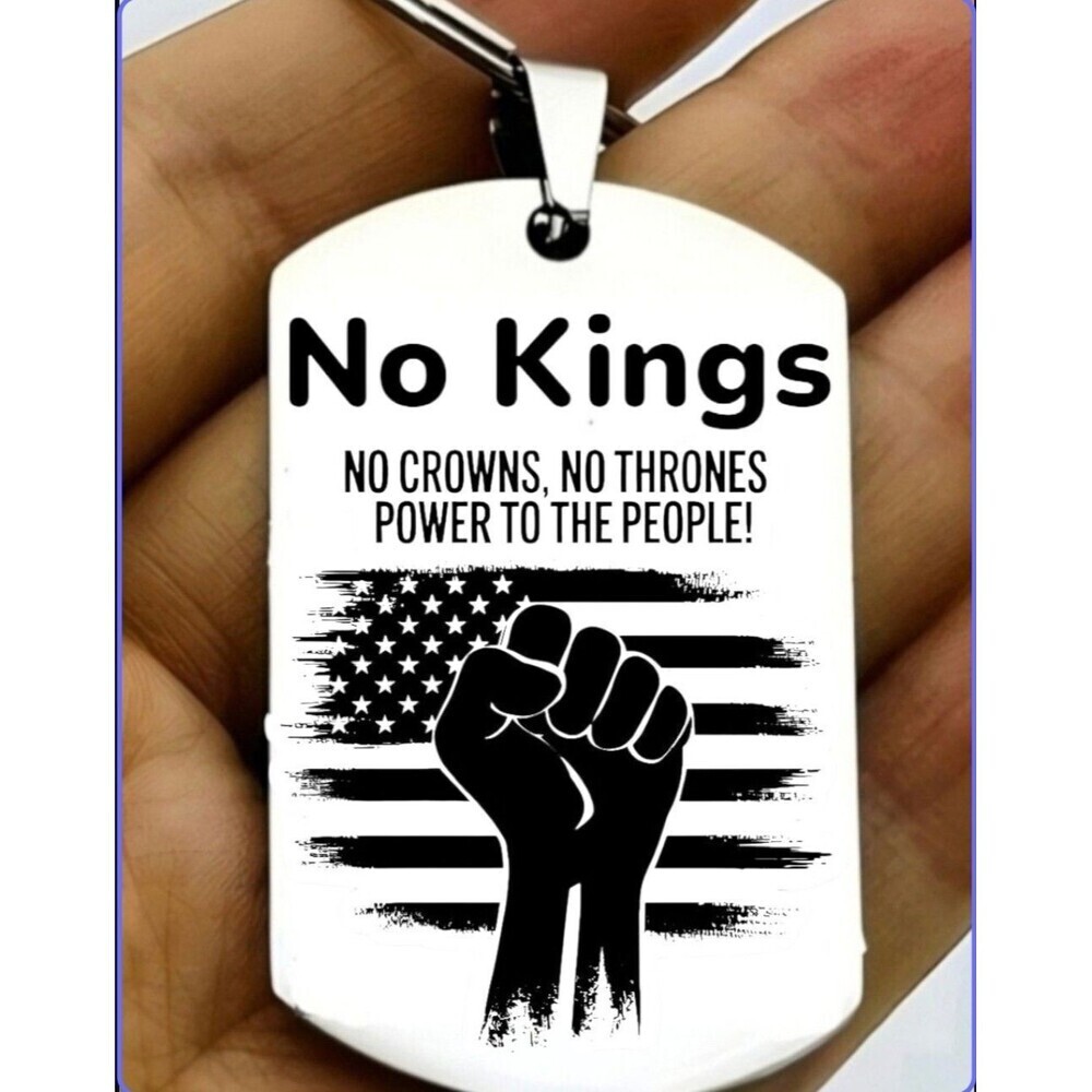 No Kings No Power No Thrones Power To The People Fist America Steel Keychain